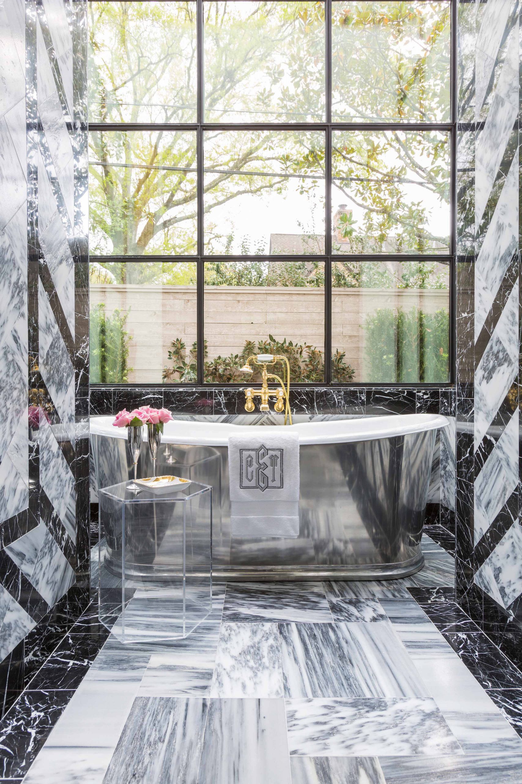 Marble Bathroom Metallic Tub Creative Tonic