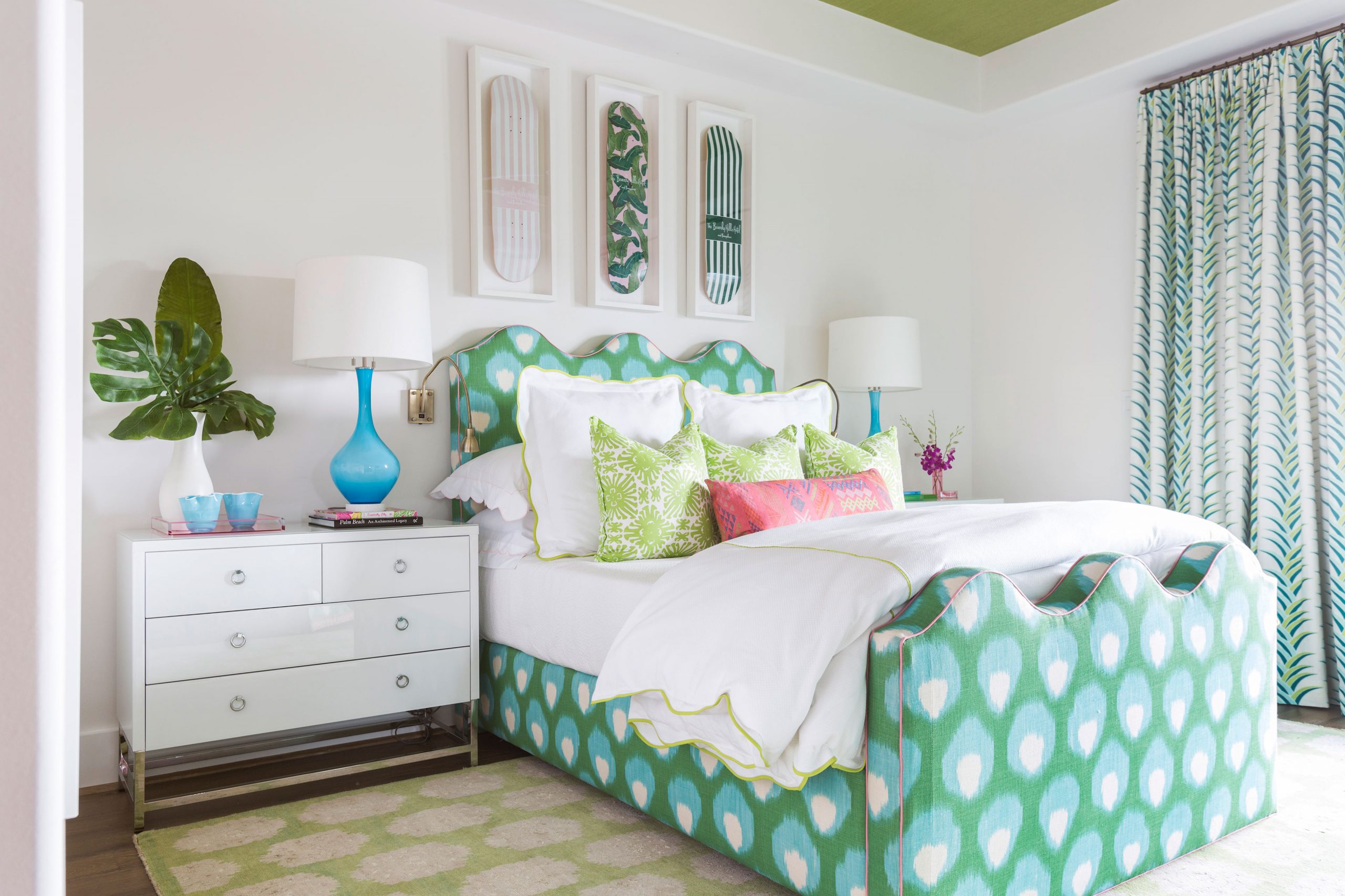 bright bedroom with green accents - Creative Tonic