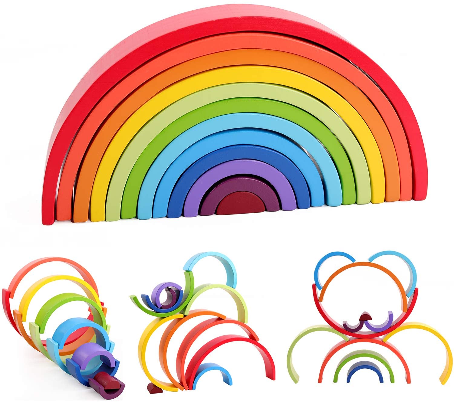 rainbow wooden stack toy