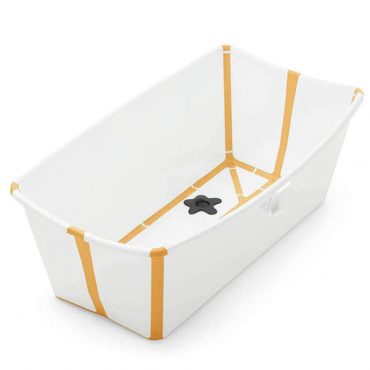 White with Yellow Trim Foldable Baby Bath