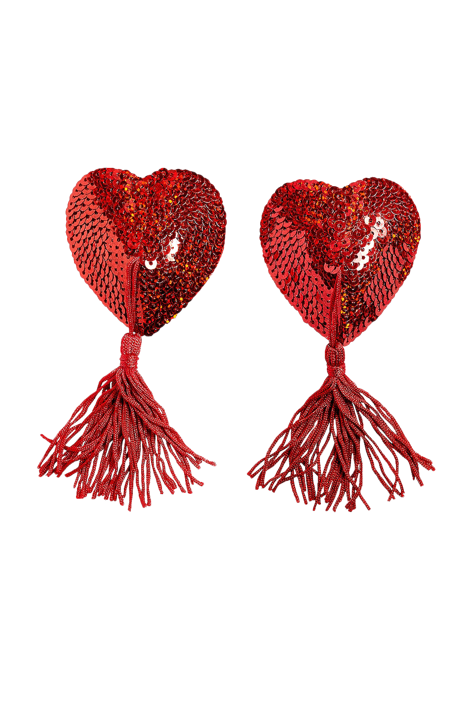 Red heart tassel earrings