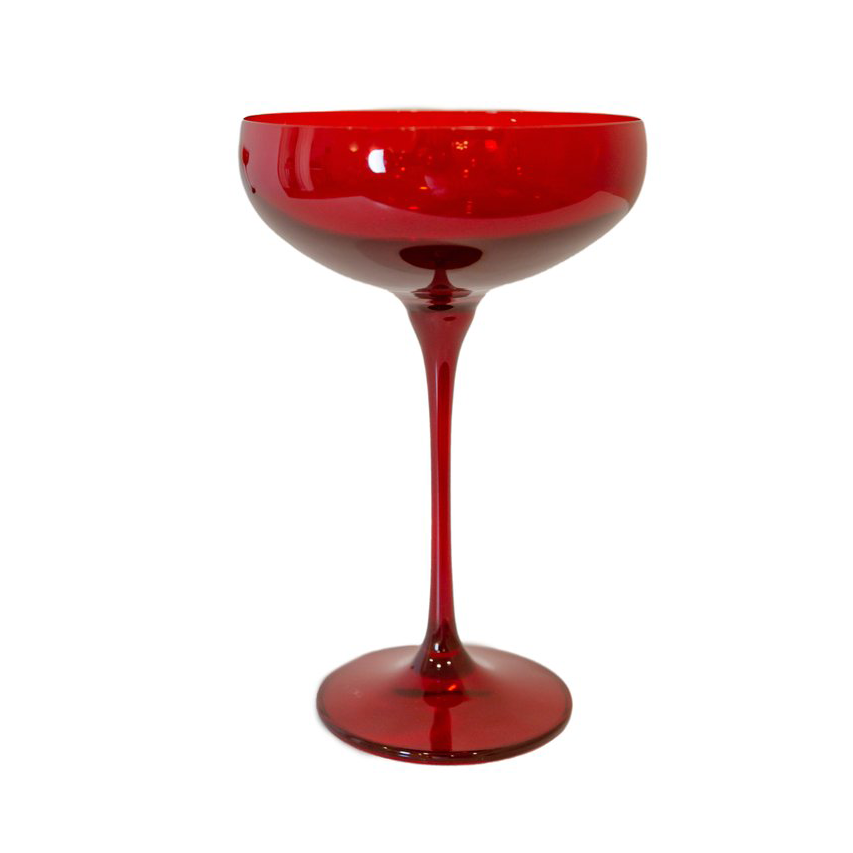 red champagne coupe glass