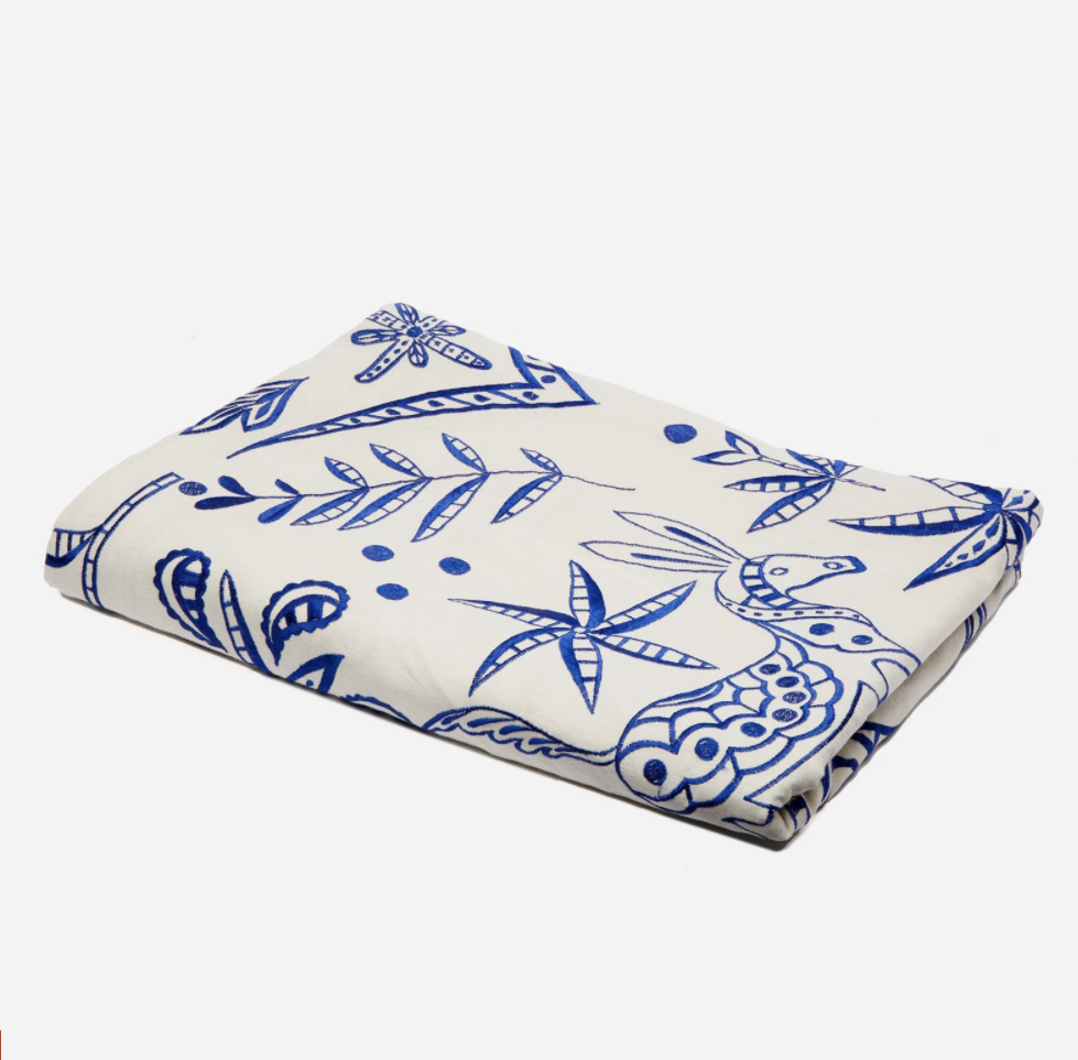 Embroidered Tablecloth Veracruz Navy