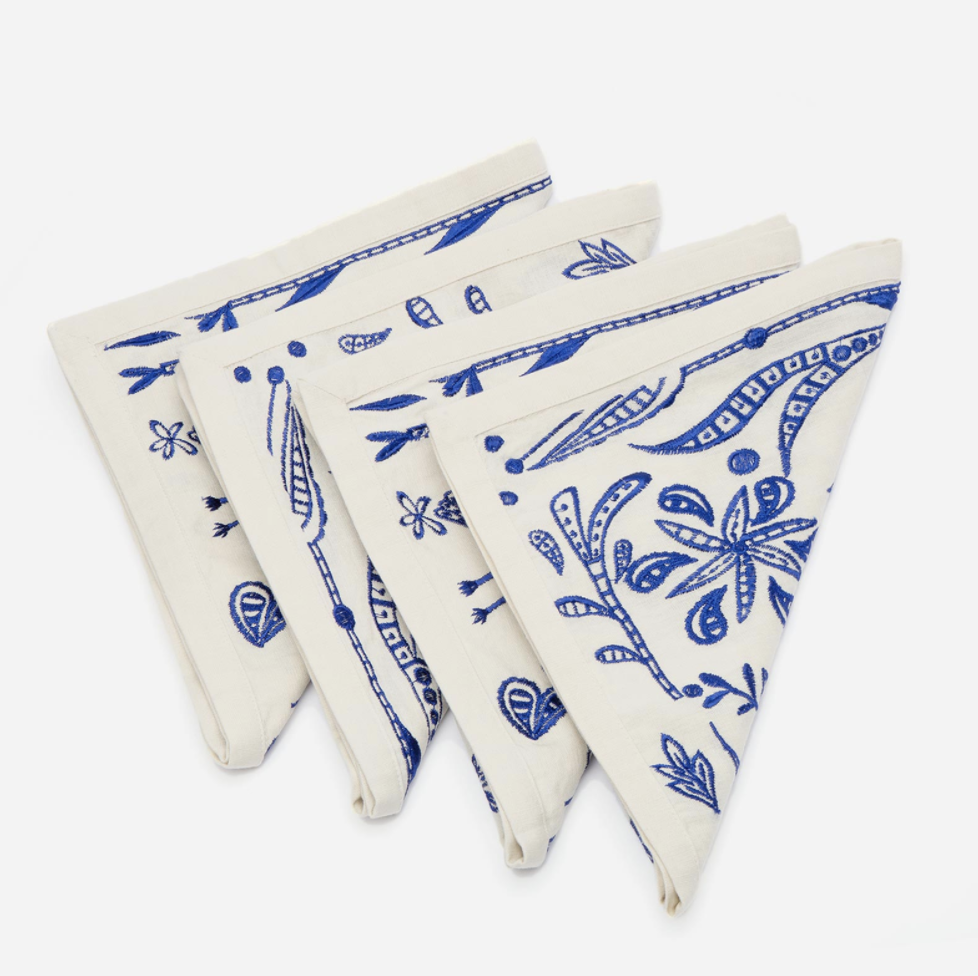 Embroidered Napkin Set Veracruz Blue