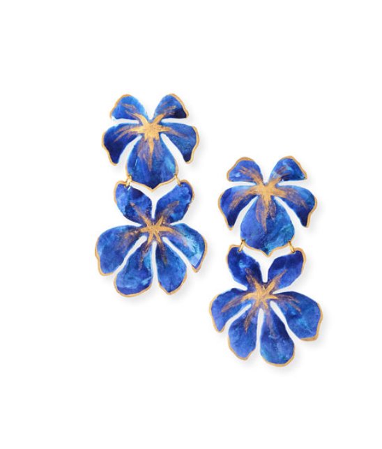 We Dream in Colour Tahiti Flower Earrings, Blue