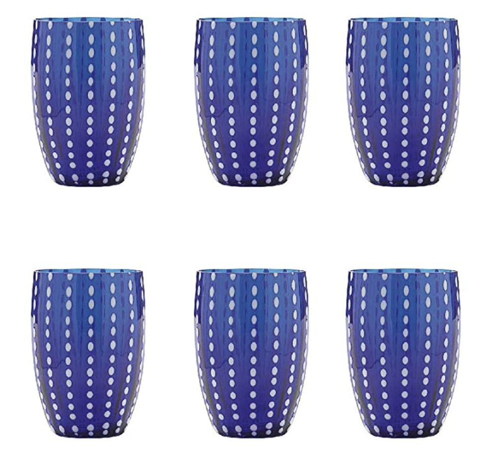 Zafferano Perle Glass Tumbler - Handmade Transparent Coloured Blue Glass