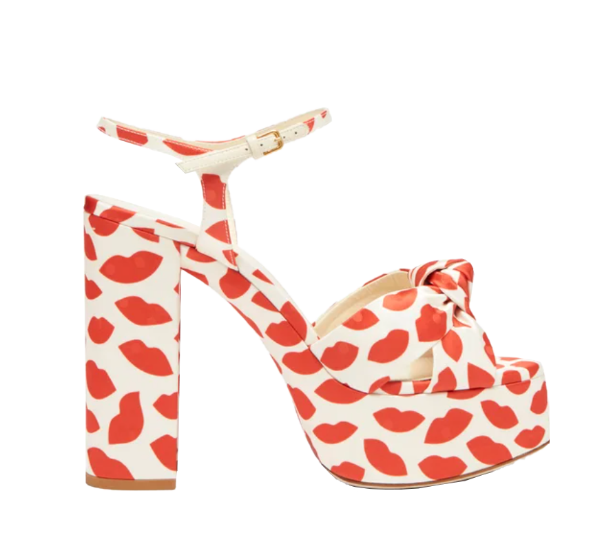 SAINT LAURENT Bianca knotted lip-print platform sandals