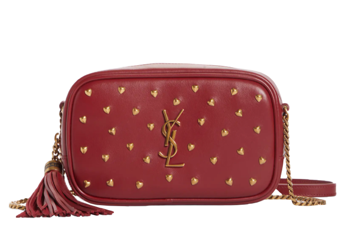 Mini Lou Heart Stud Lambskin Leather Camera Bag SAINT LAURENT