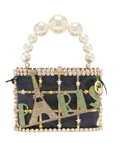 Navy Holli Paris Crystal Embellished Cage Handbag