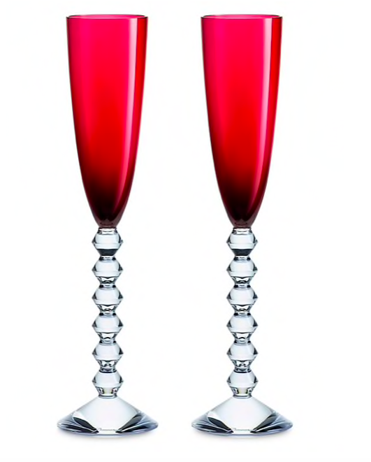 red champagne flutes