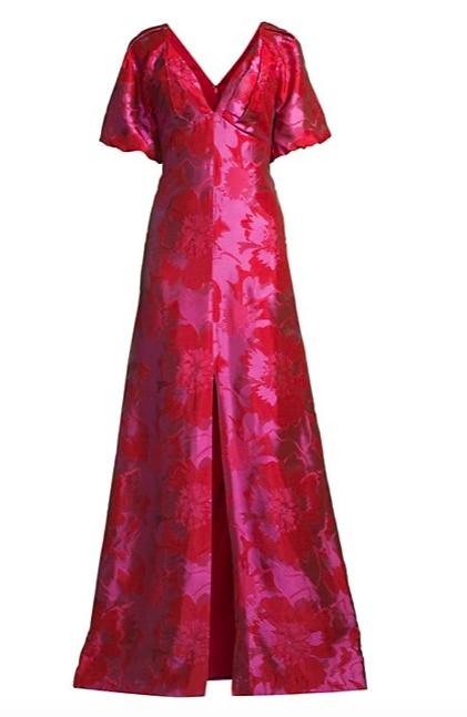Aidan Mattox Double V-Neck Gown