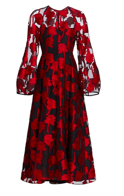 Rose Fil-Coupé Midi Dress