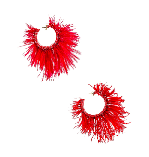 Feather Hoop Earrings Ranjana Khan brand: Ranjana Khan