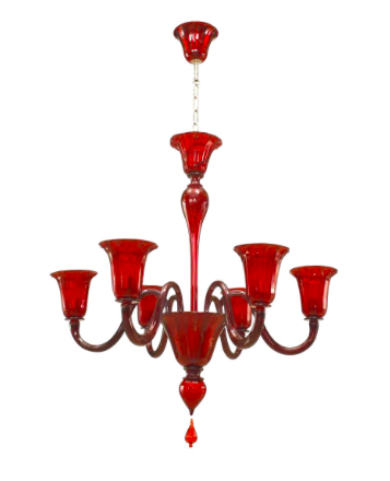 Venetian Murano Red Glass Chandelier