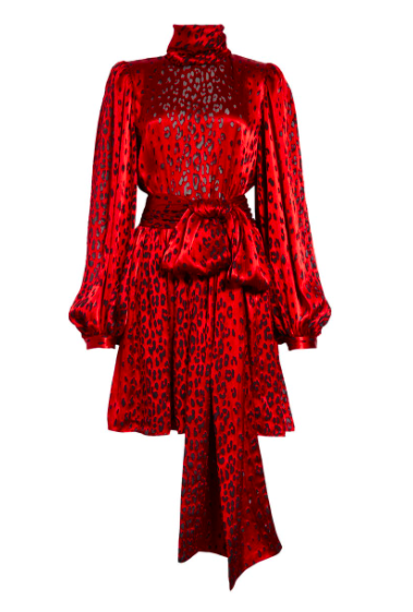 Leopard Satin Minidress SAINT LAURENT