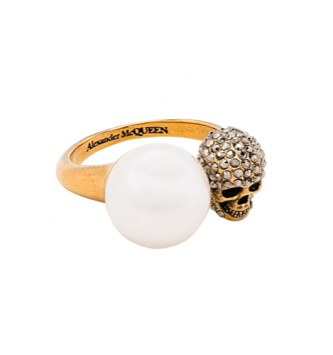 skull and pearl ring