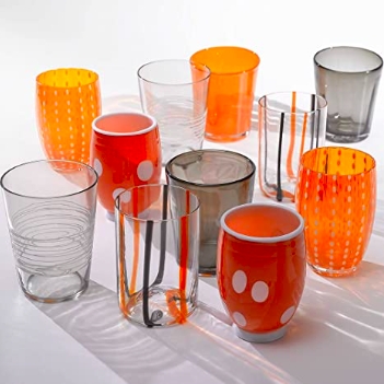 melting pot of 6 gasses in orange and grey