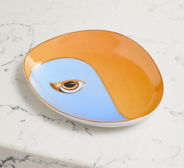 eye dish orange and blue