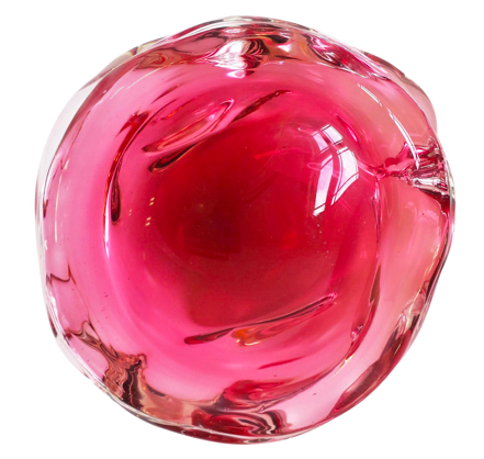 Italian Murano Red Pink Art Glass Bowl