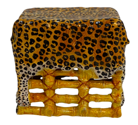 Leopard Print Italian Terracotta Garden Seat Drinks Table