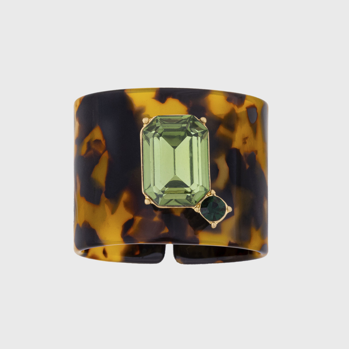 Gem resin napkin rings, tortoiseshell and green
