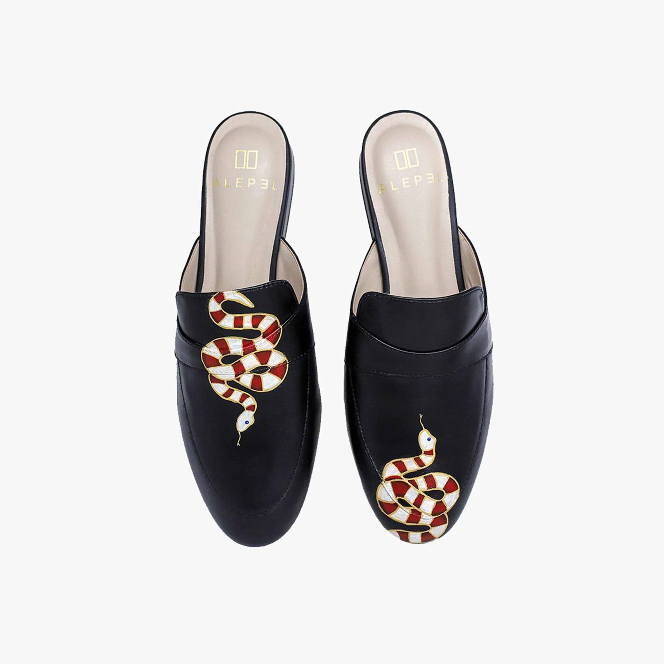 Alepel Hand Painted Gold Snake Mule