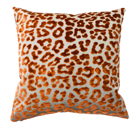 Contemporary FirmaMenta Burnt Orange Leopard Velvet Pillow