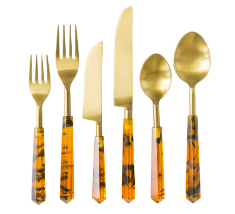 PRISM Tortoise and gold flatware