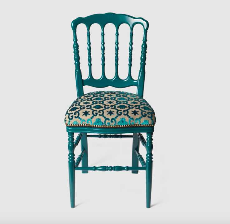 Wood chair with GG jacquard