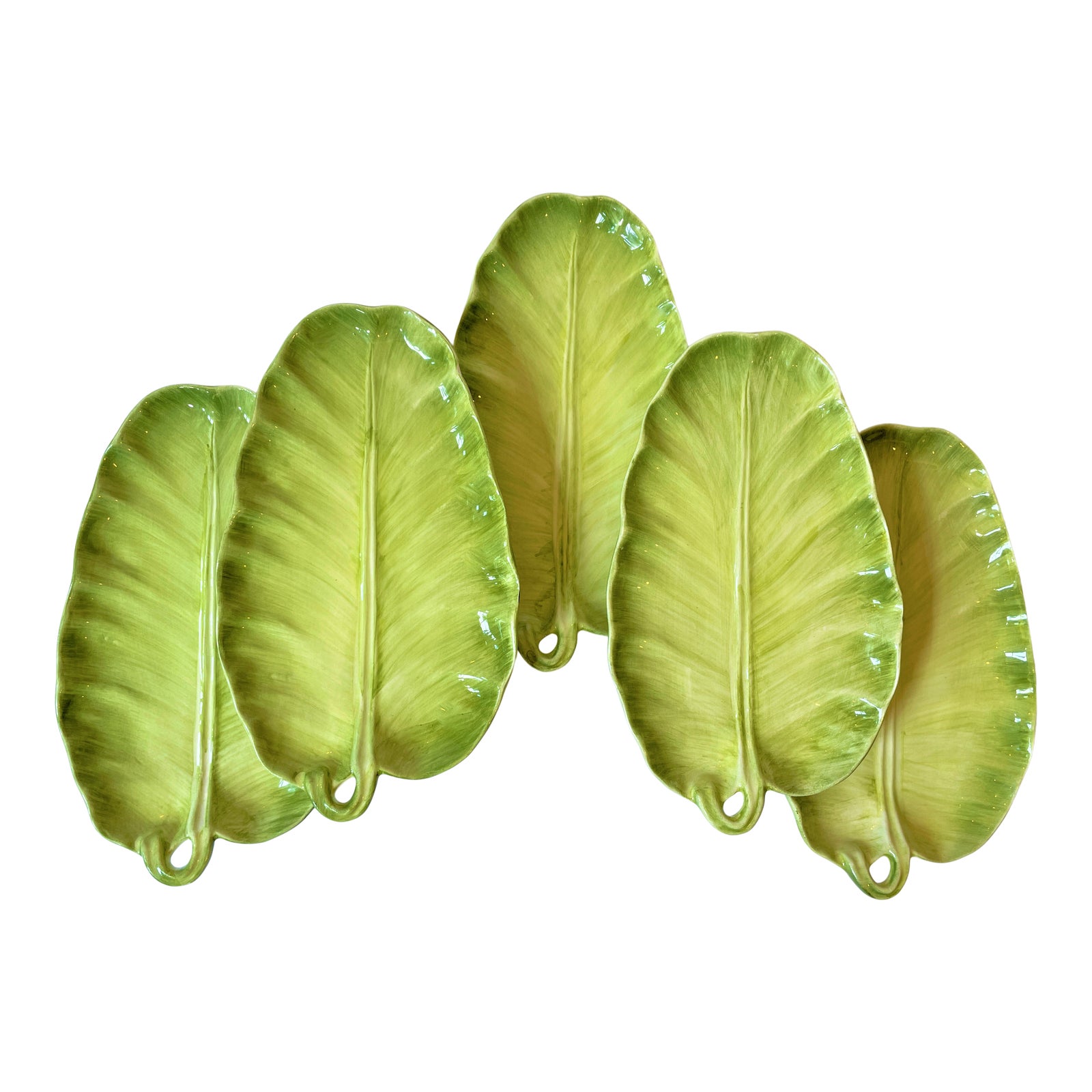 Vintage Majolica Lettuce Ware Plates