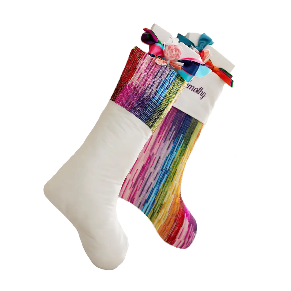 Rainbow Ombre Hand-Beaded Stocking