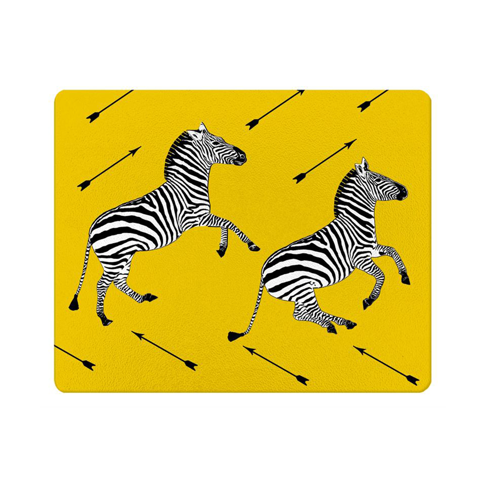 Zebra Trot Yellow Glass Cutting Board