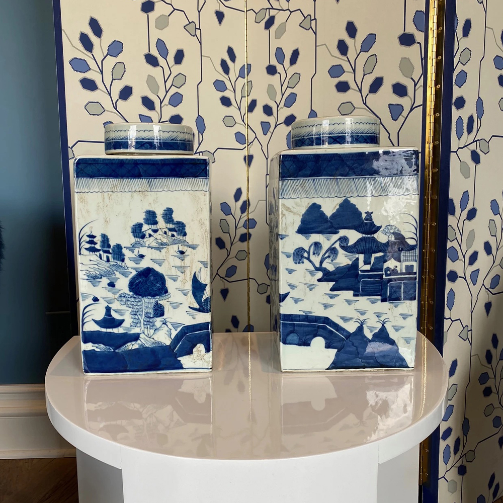 Vintage Chinese Blue And White Porcelain Jars