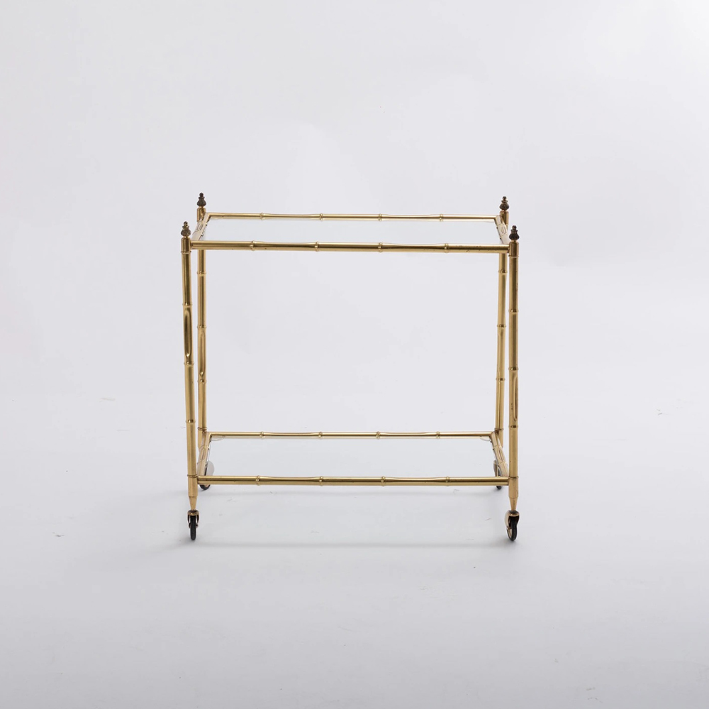 French Maison Jansen Style Brass Bar Cart, Circa 1940