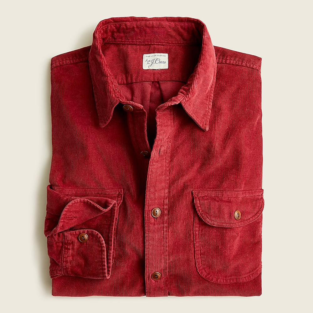 Garment-dyed corduroy workshirt
