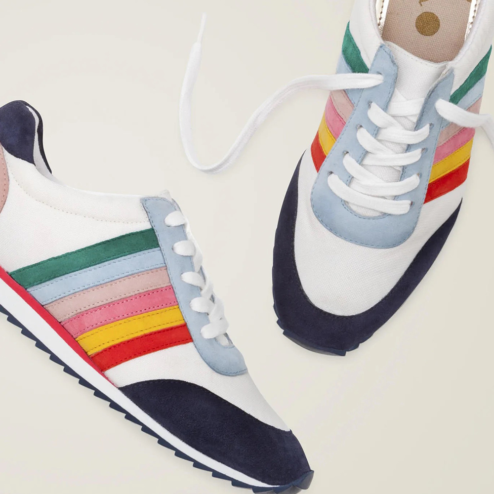Striped Sneakers - White And Rainbow