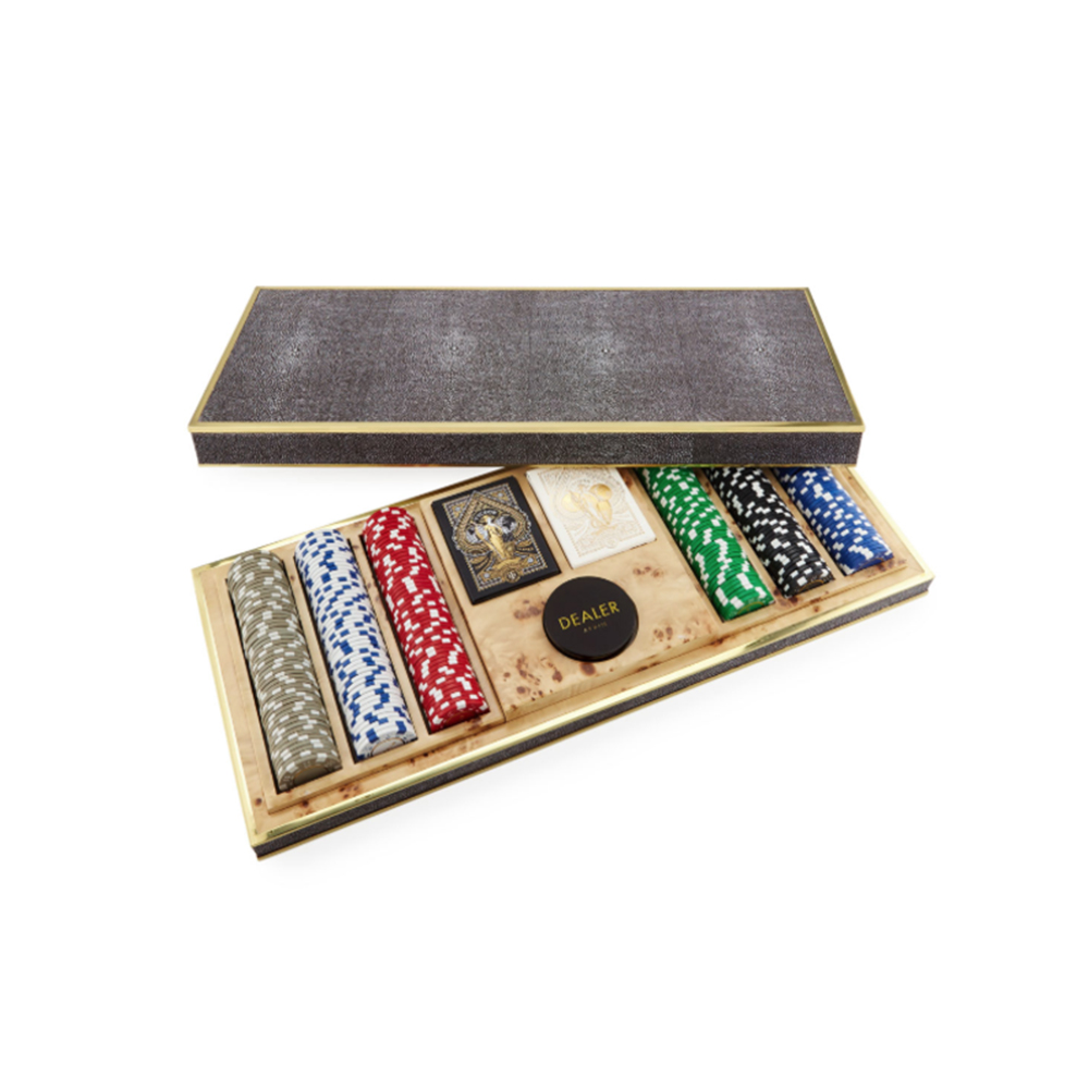AERIN CHOCOLATE SHAGREEN POKER SET