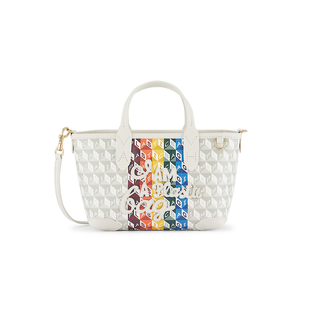 Anya Hindmarch Mini I Am A Plastic Bag Rainbow Canvas Tote