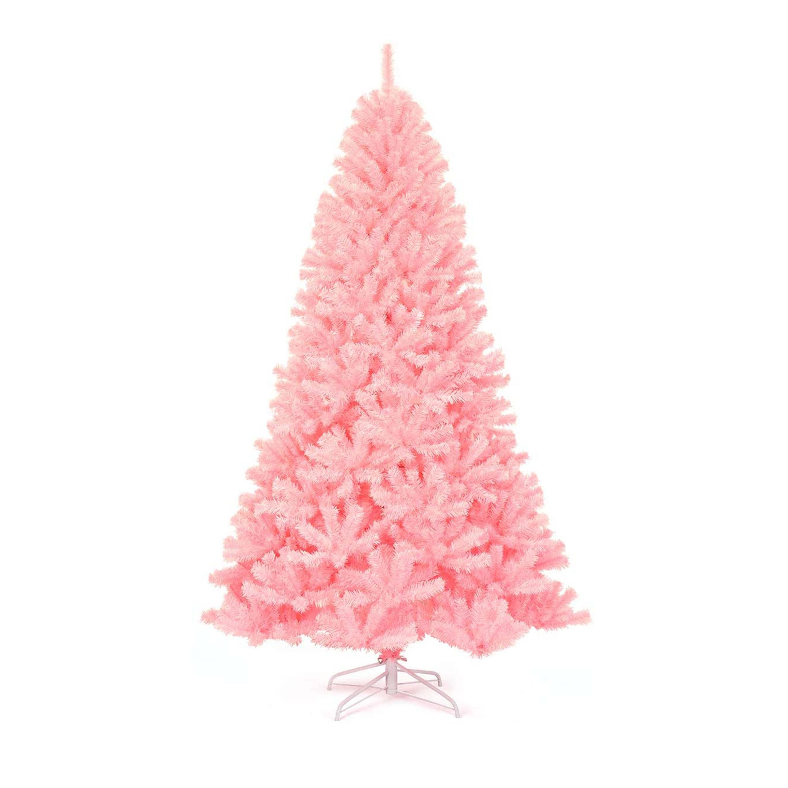 Pink artificial Christmas tree with lights