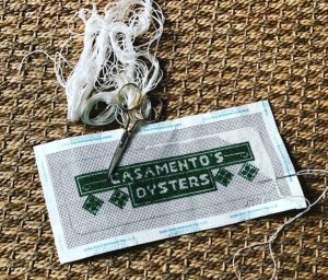Needlepoint Ornament by Jane Scott Hodges of NOLA favorite Casamento's Oysters