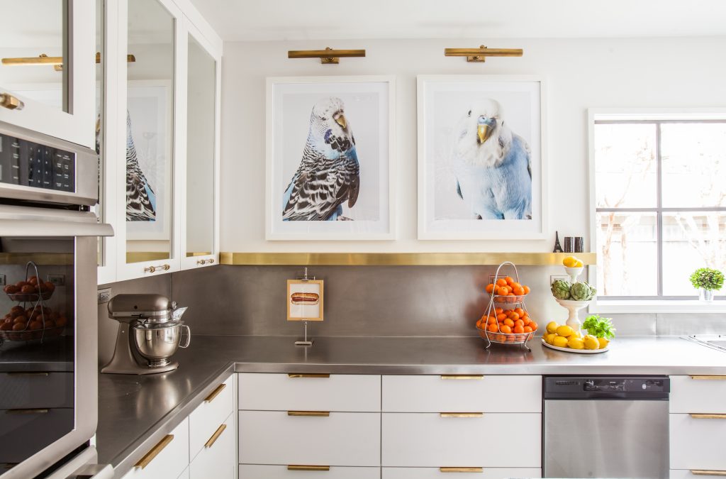 Bird Artwork in Kitchen with Stainless Countertops by Creative Tonic