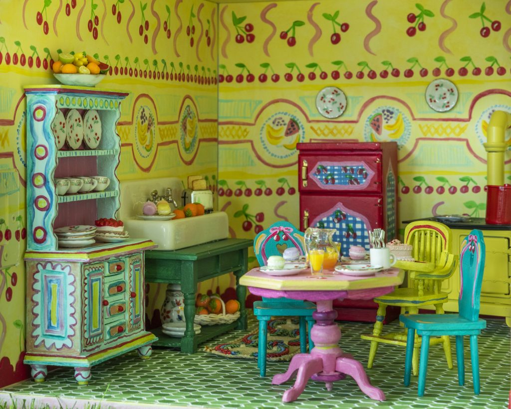 Brightly colored fruit inspired dollhouse kitchen